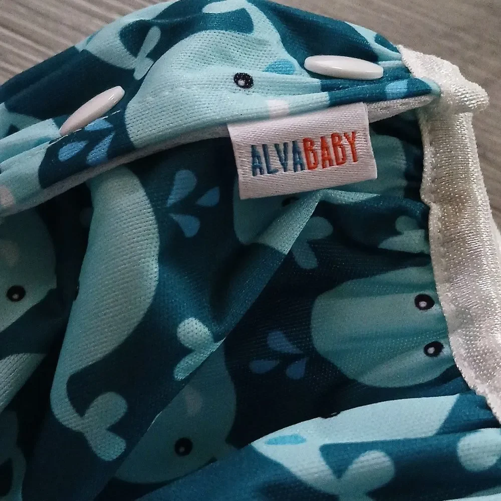 Alva Baby Blue Whale Print Infant Cloth Diaper Cover One Size see pics NWOT